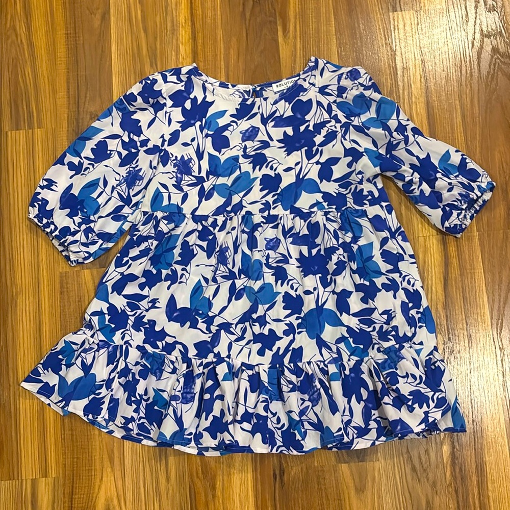 Solution top in clue chinoiserie print sz small S